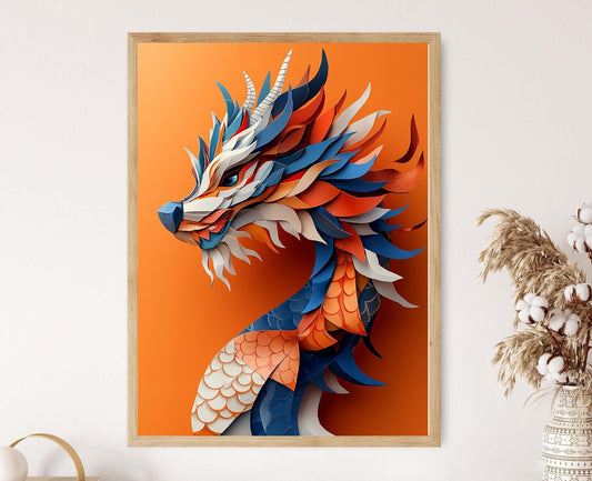 Affiche Dragon Origami – Illustration du Mythe Japonais