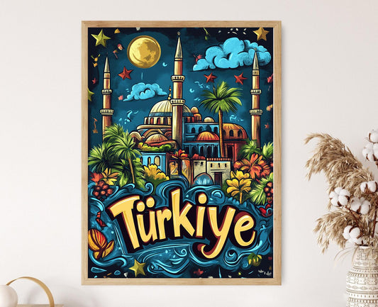 Affiche Istanbul – Illustration Colorée, Souvenir Turc