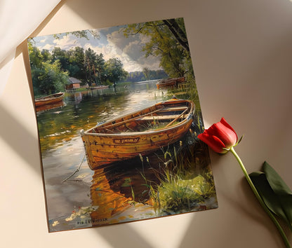 Affiche Lacs Mazures – Poster Impression d'Art de Bateaux Traditionnels