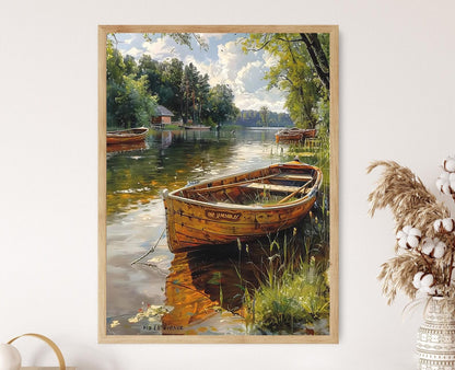 Affiche Lacs Mazures – Poster Impression d'Art de Bateaux Traditionnels