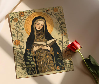 Affiche Hildegarde de Bingen – Poster Art Vintage Religieux