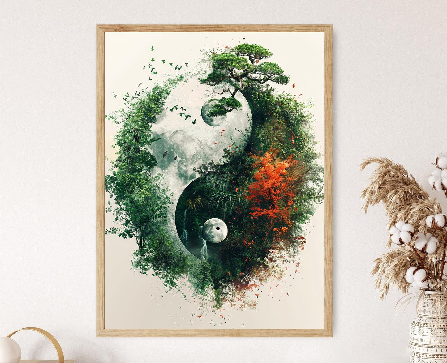 Affiche YinYang Équilibré – Poster Art Taoïste Moderne pour Décor Feng Shui