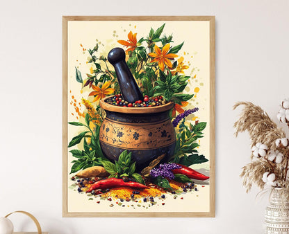 Affiche Mortier et Pilon Ghanéen – Art Africain pour Cuisine