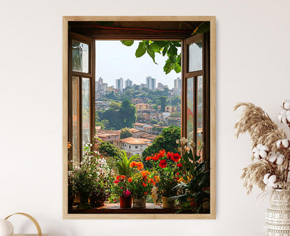 Affiche Yaoundé – Illustration moderne et traditionnelle du Cameroun