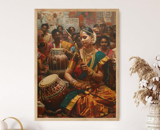Affiche Art Culturel du Tamil Nadu – Poster des Musiciens Sud-Indiens