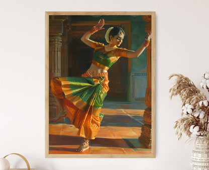 Affiche Bharatanatyam – Impression d'art indien coloré pour la déco