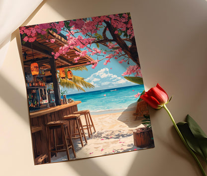 Affiche Bar de Plage d'Okinawa – Poster Ambiance Japonaise