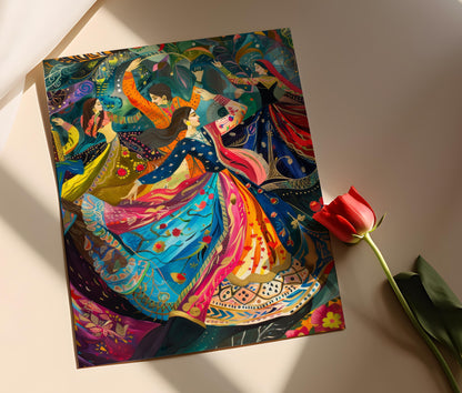 Affiche Danseurs Folkloriques Pakistanais – Tableau de Danse Culturelle Colorée