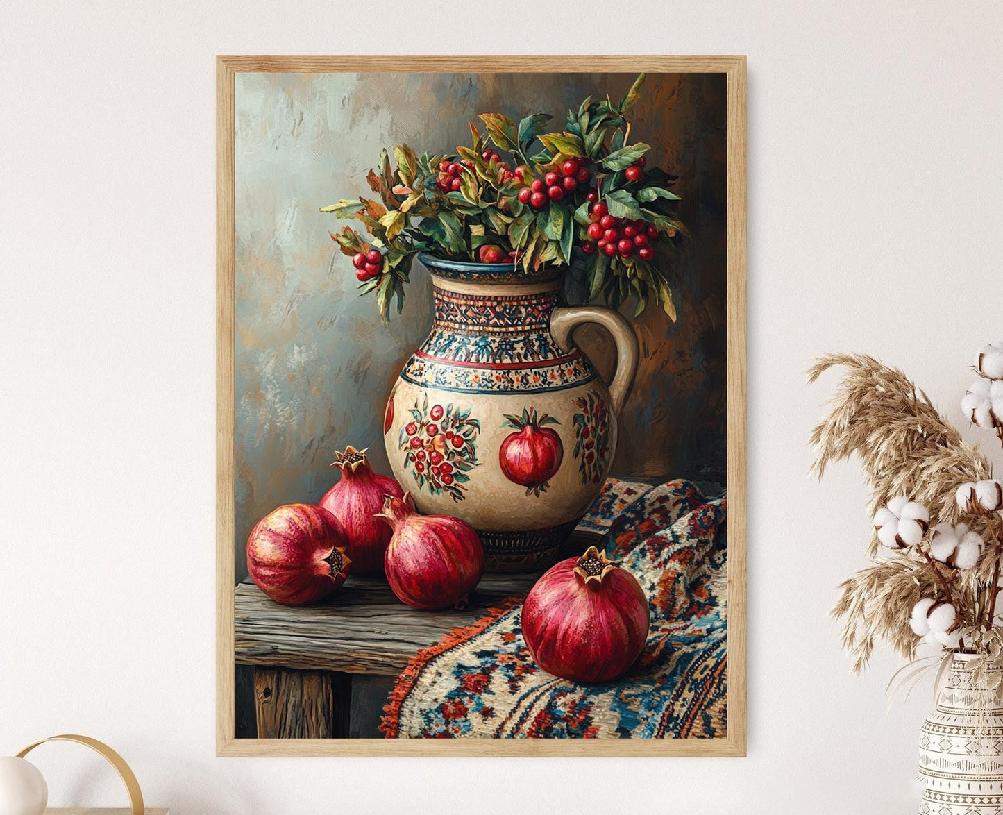 Affiche en Argile Azérie – Poster Artisanal de Cuisine avec Grenade