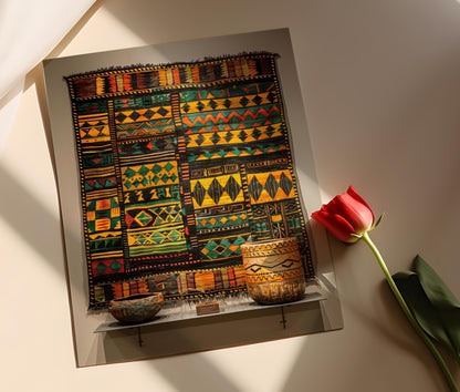 Affiche Tapis Éthiopien – Poster Art Tribal Africain Coloré