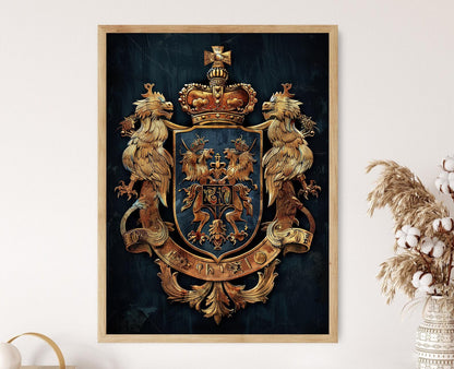 Affiche Blason – Poster Élégante Œuvre d'Art Historique pour Anniversaire