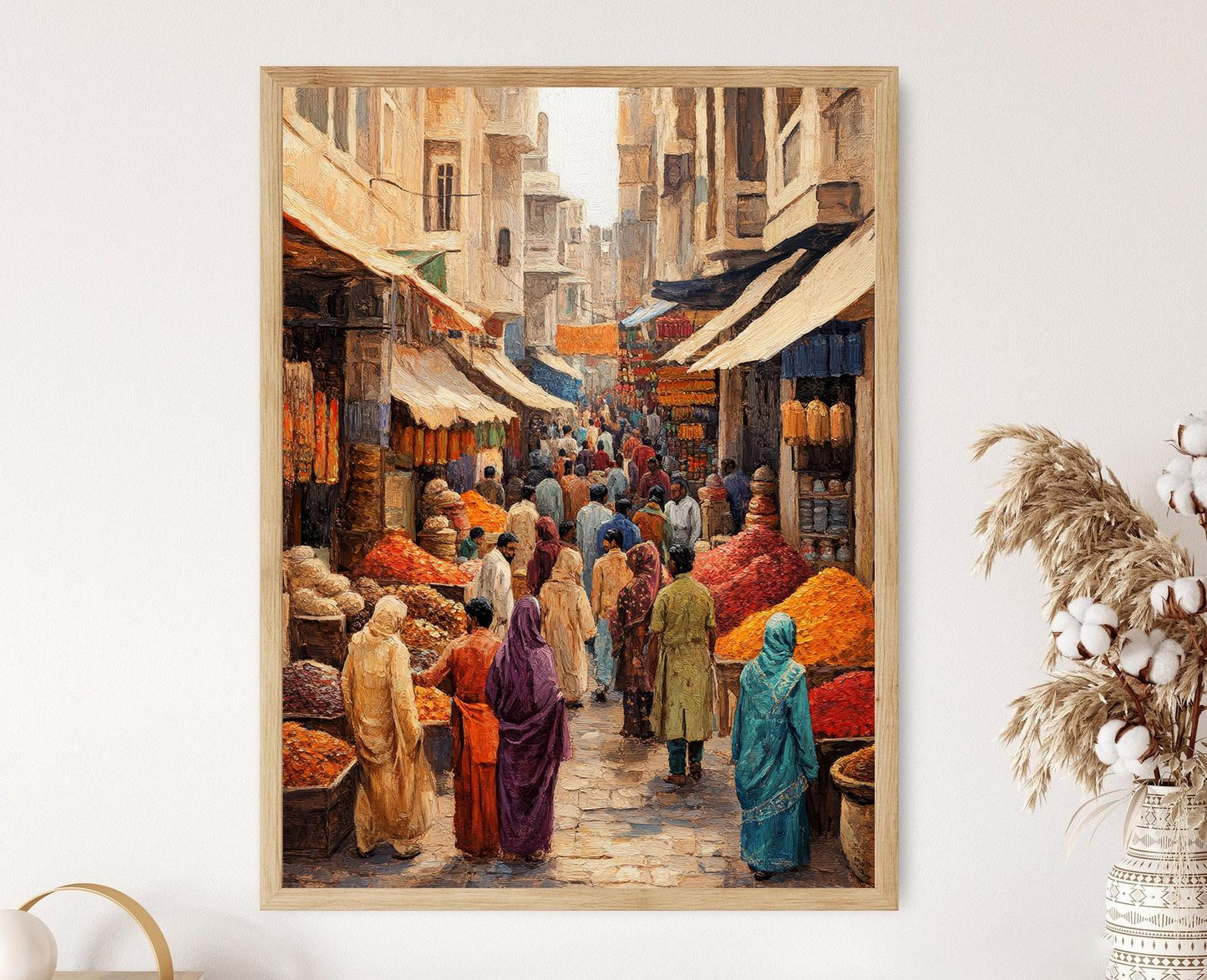 Affiche Punjabi Bazaar – Art Print Textiles Vibrants & Épices Artisanales