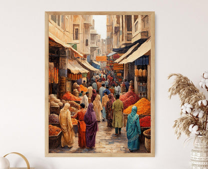 Affiche Punjabi Bazaar – Art Print Textiles Vibrants & Épices Artisanales