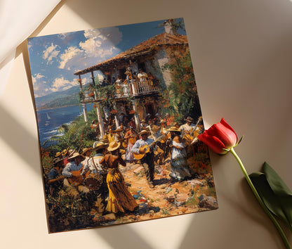 Affiche Parranda Porto-Ricaine – Impression artistique festive des Caraïbes