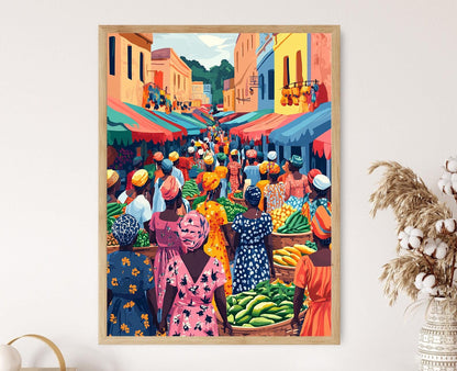 Affiche Marché Igbo – Poster Scène Culturelle Nigériane Vibrante