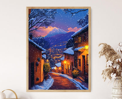 Affiche Scène de Bogotá – Poster Artistique de la Ville Enneigée