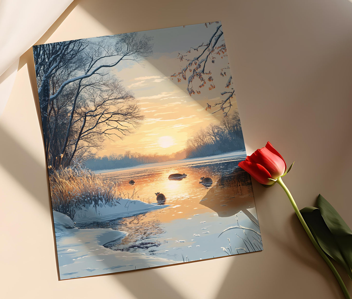 Affiche Scène d'Hiver au Pantanal – Poster Paysage Neigeux du Brésil