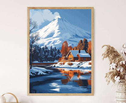 Affiche Paysage d'Hiver du District Lacustre Chilien – Art Naturel
