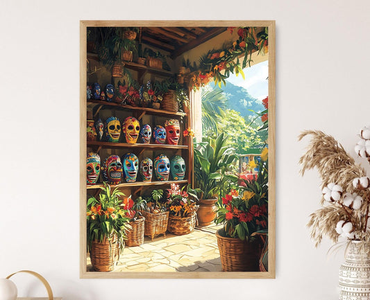 Affiche Coquí & Vejigantes – Illustration Tropicale, Souvenir Porto-Ricain