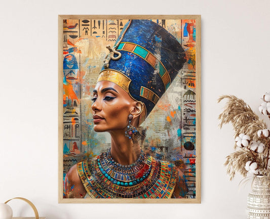 Affiche Nefertiti - Illustration Égyptienne Historique Vibrante