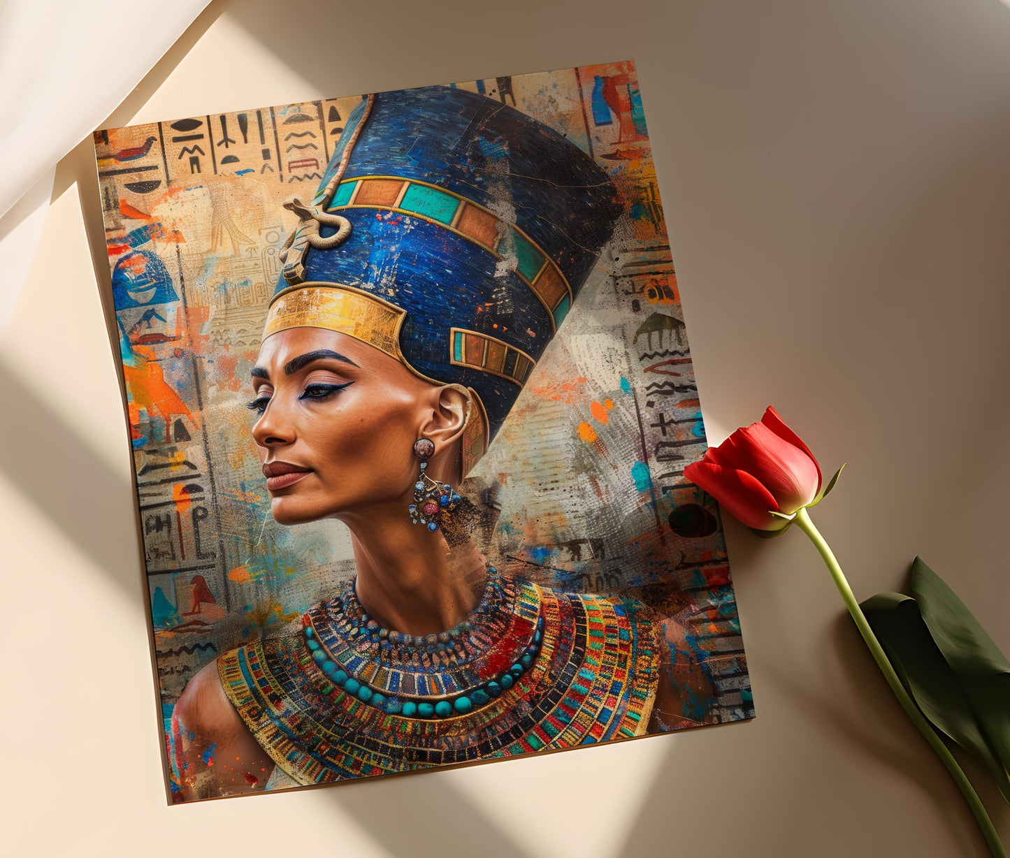 Affiche Nefertiti - Illustration Égyptienne Historique Vibrante