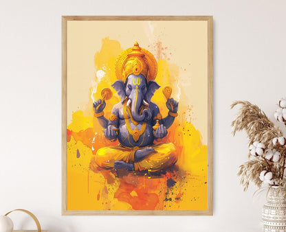 Affiche de Lord Ganesha – Impression Artisanale Éclatante