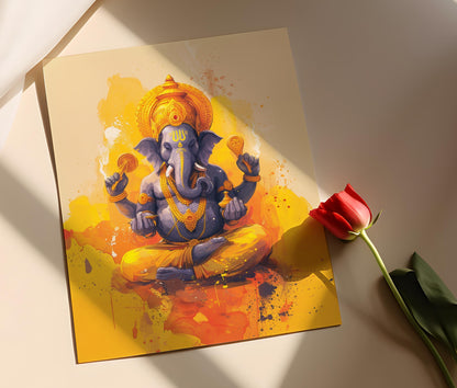 Affiche de Lord Ganesha – Impression Artisanale Éclatante