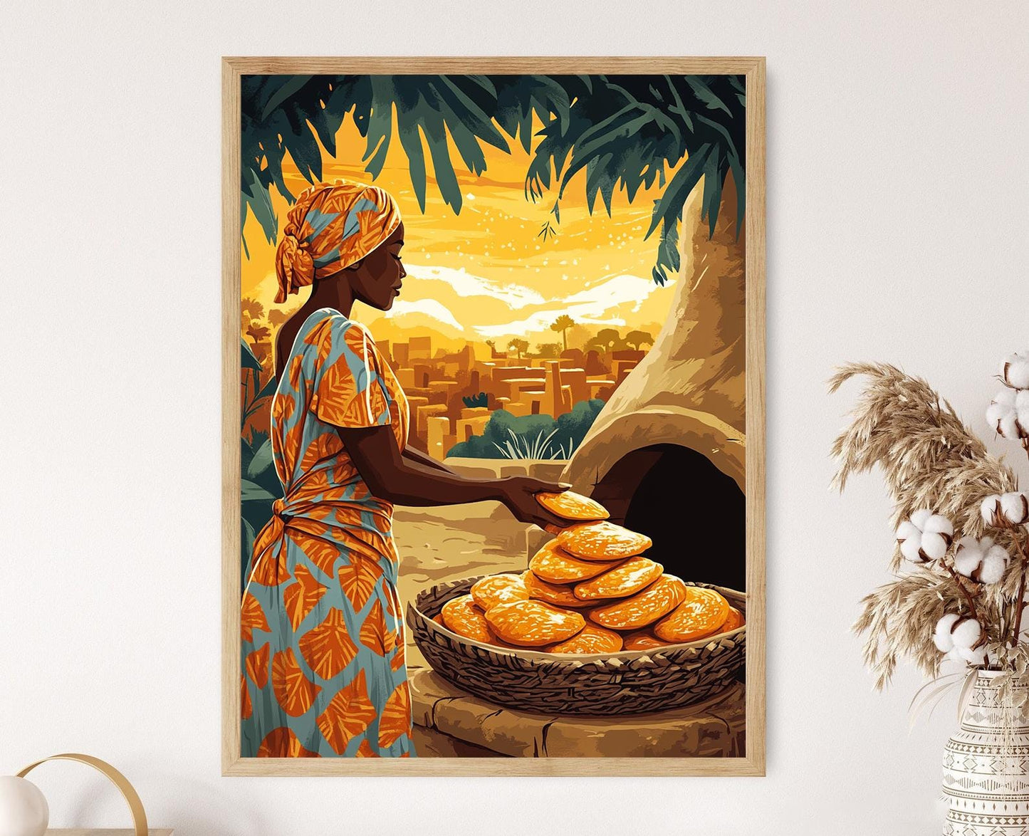 Affiche Femme Malienne Cuisson Tô – Art Print Cuisine Traditionnelle