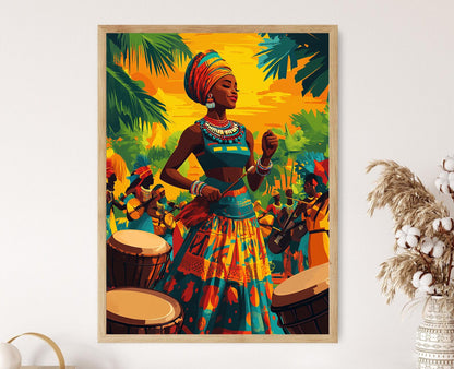 Affiche de Danse Bikutsi Camerounaise – Art Traditionnel Africain