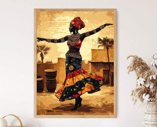 Affiche Danse Bambara – Illustration Art Décor Traditionnel Africain