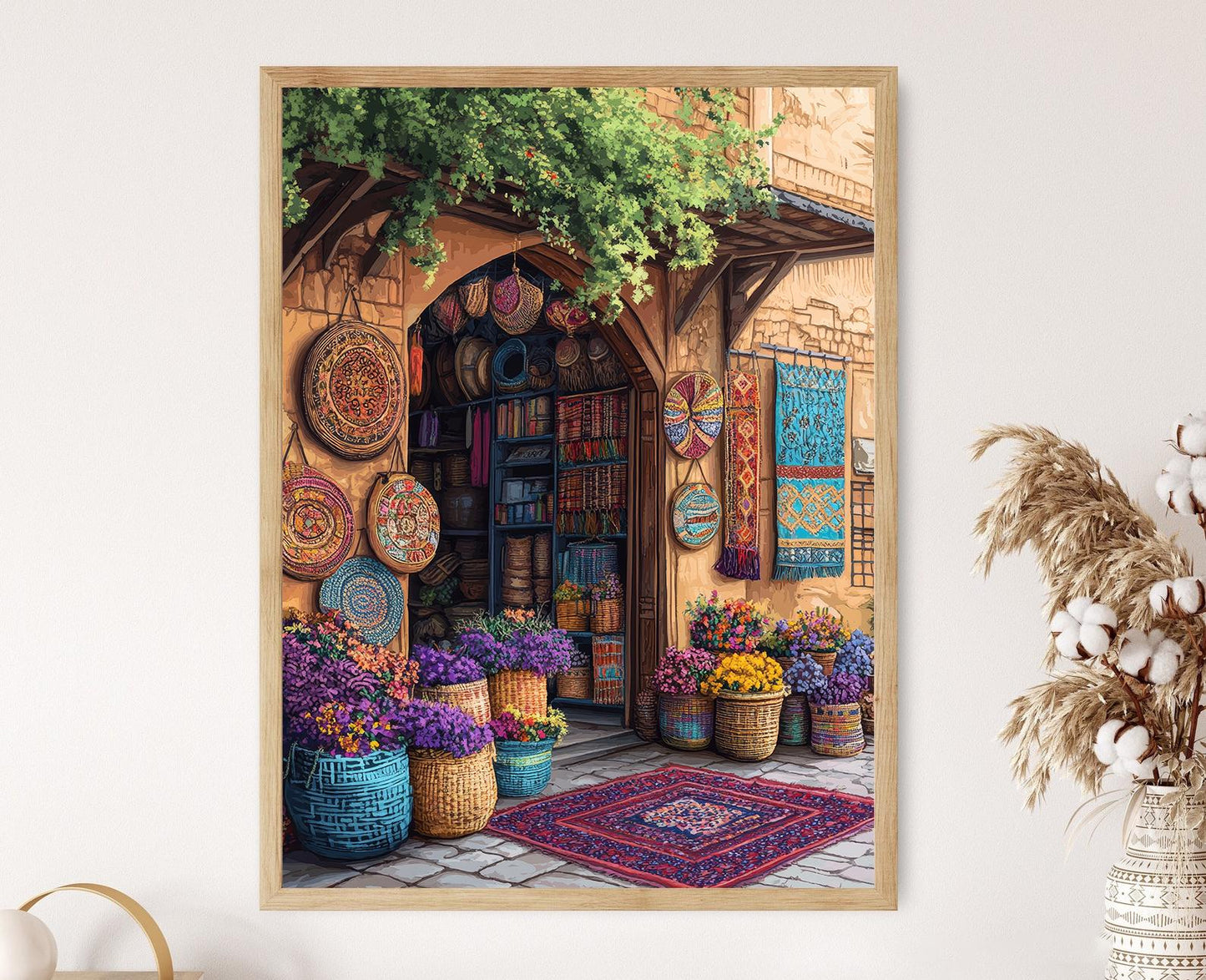 Affiche Bazar Persan – Poster Art de Paniers Tissés à la Main