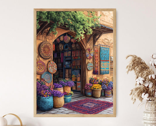 Affiche Bazar Persan – Poster Art de Paniers Tissés à la Main