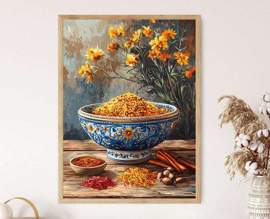 Affiche Bol en Céramique Irannienne – Poster Art Floral Persan