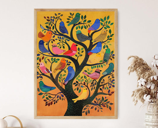 Affiche Art Gond – Peinture folklorique indienne, Arbre de Vie