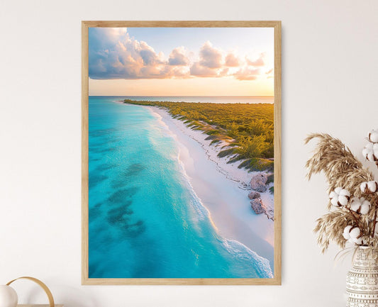 Affiche Grace Bay – Poster Art Turquoise et Sable Blanc des Îles Turques