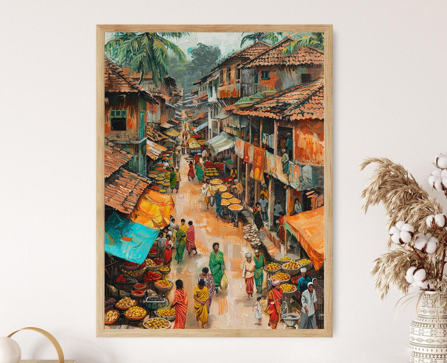 Affiche Marché Villageois du Bangladesh – Poster Vie Locale Animée