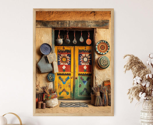 Affiche Artisanale Soudanaise – Poster Design Nubien Traditionnel