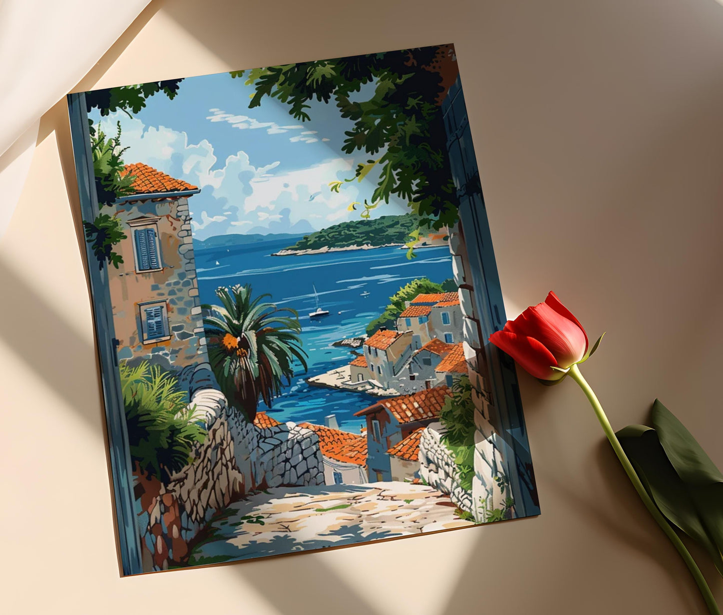 Affiche Dubrovnik – Poster Ville côtière de Croatie à la maison