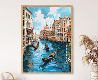 Affiche Venise Romantique – Poster Peinture des Canaux et Gondoles