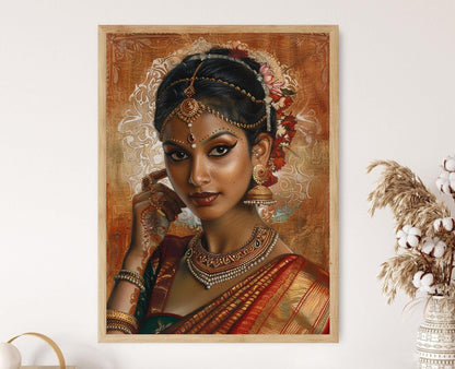 Affiche Danse Bharatanatyam – Portrait Giclée d'Art Traditionnel Indien
