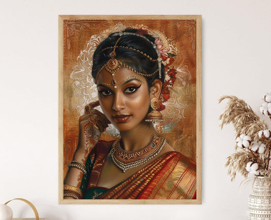 Affiche Danse Bharatanatyam – Portrait Giclée d'Art Traditionnel Indien