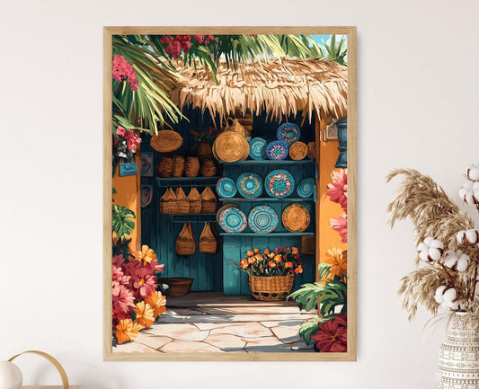 Affiche Larimar et Céramique – Poster Artisanal Tropical