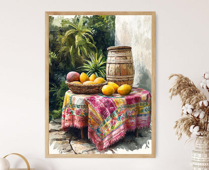 Affiche Cuisine Portoricaine – Art Tropical avec Pilón & Plátanos