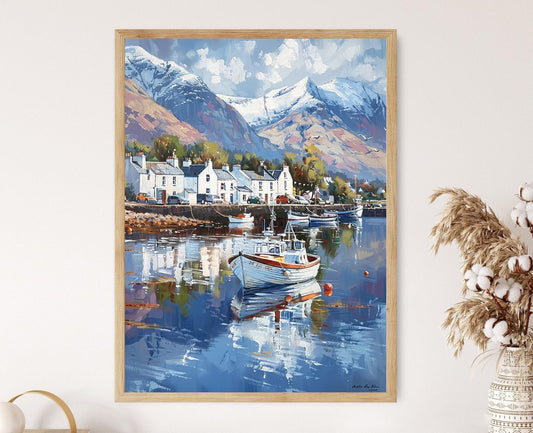 Affiche Cottages Écossais – Poster Peinture du Port d'Ullapool