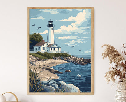 Affiche Phare de Old Saybrook – Poster Art de Côte du Connecticut