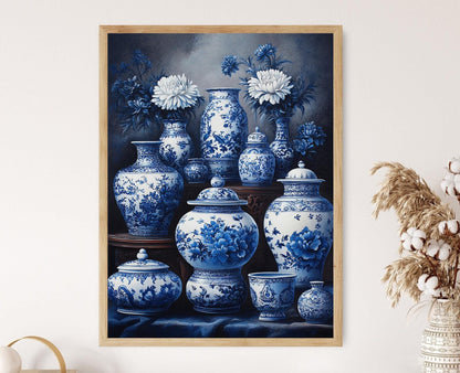 Affiche Porcelaine de la Dynastie Qing – Art Imprimé Bleu et Blanc