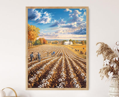 Affiche Ferme de Coton de l'Arkansas – Illustration de la Saison des Récoltes