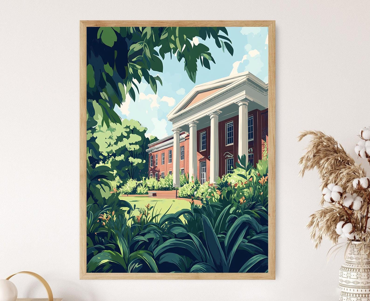 Affiche Université du Delaware – Impression Art de Memorial Hall, Scène de Campus