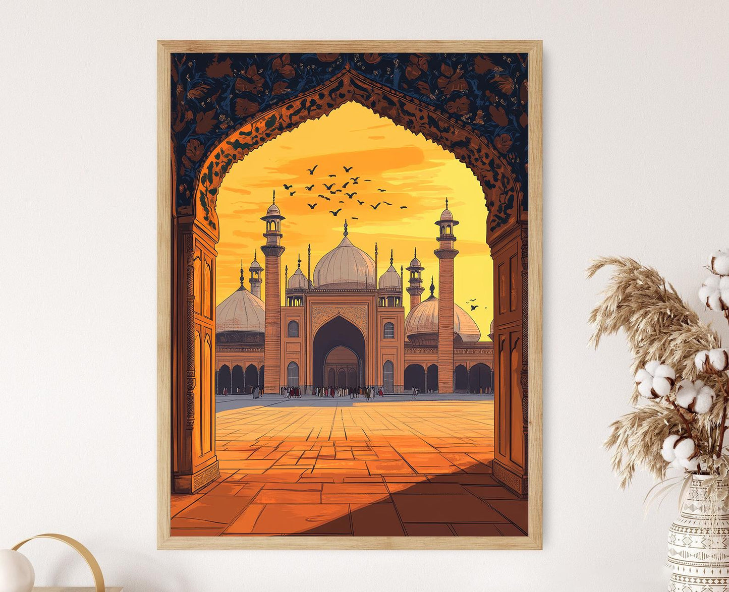Affiche Mosquée Badshahi – Illustration de l'emblème de Lahore