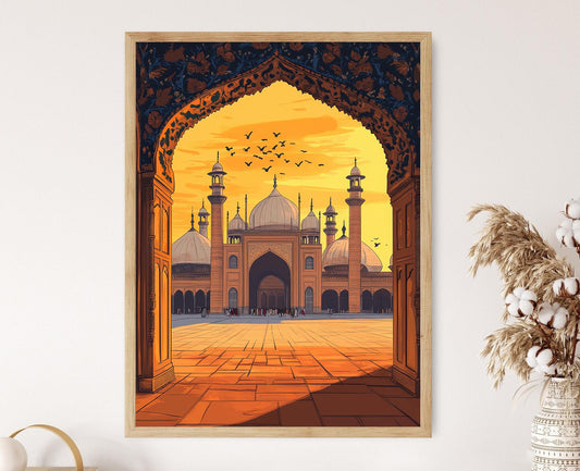 Affiche Mosquée Badshahi – Illustration de l'emblème de Lahore